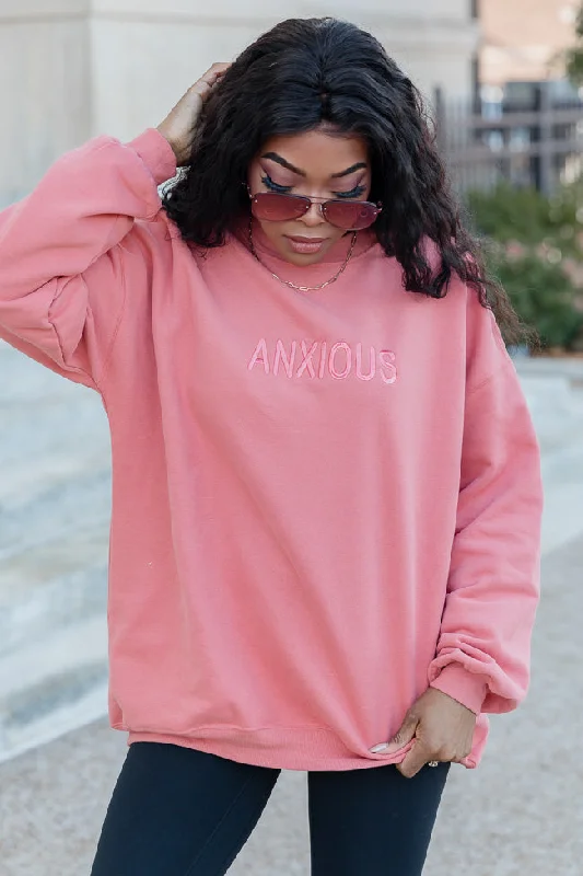 Anxious Embroidered Brick Oversized Sweatshirt FINAL SALE