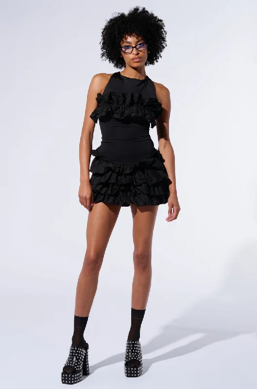 FUN N FLIRTY RUFFLED POPLIN MINI DRESS