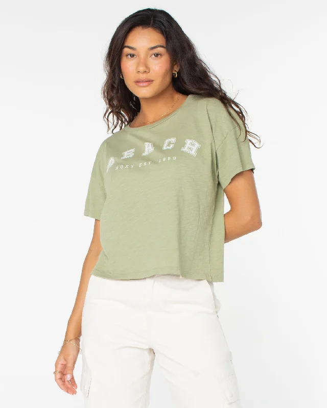 Beach Collegiate T-Shirt - Oil Green