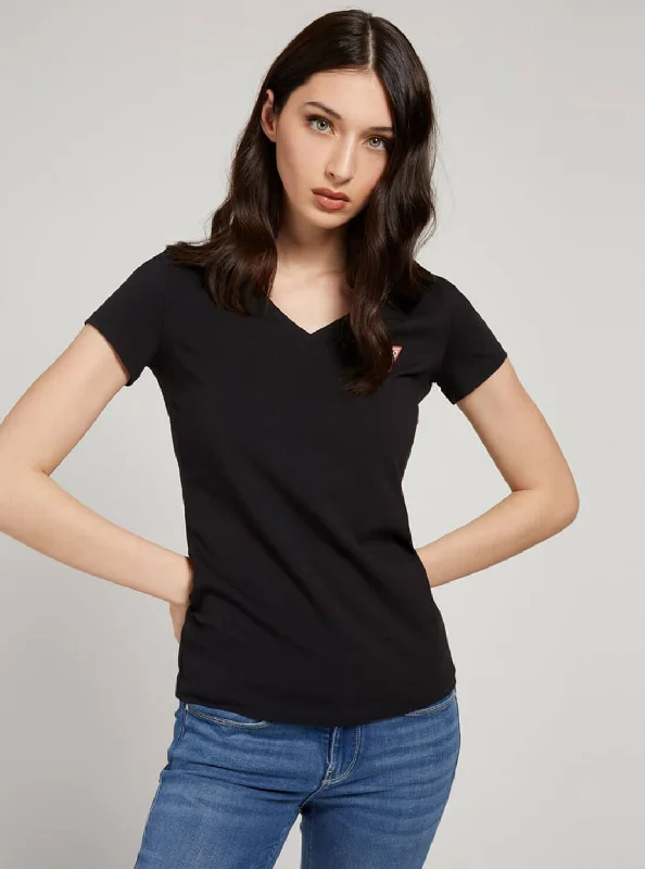 Black V-Neck Logo T-Shirt