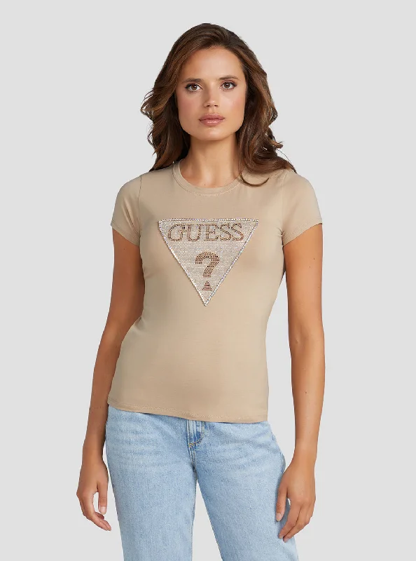 Eco Beige Crystal Logo T-Shirt