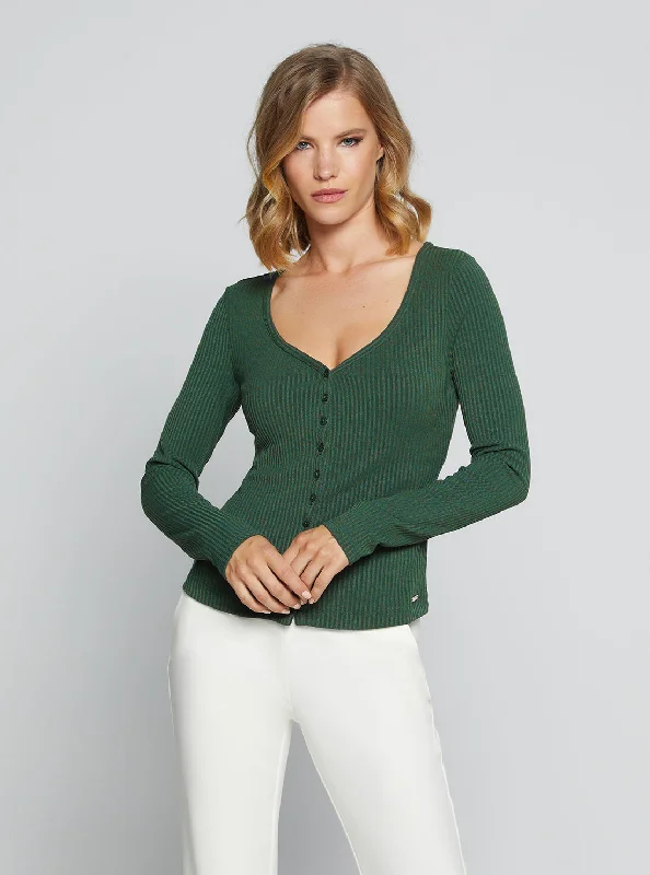 Eco Green Raylynn Rib Henley Top