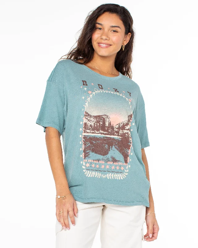 Folk Mountain T-Shirt - Mineral Blue