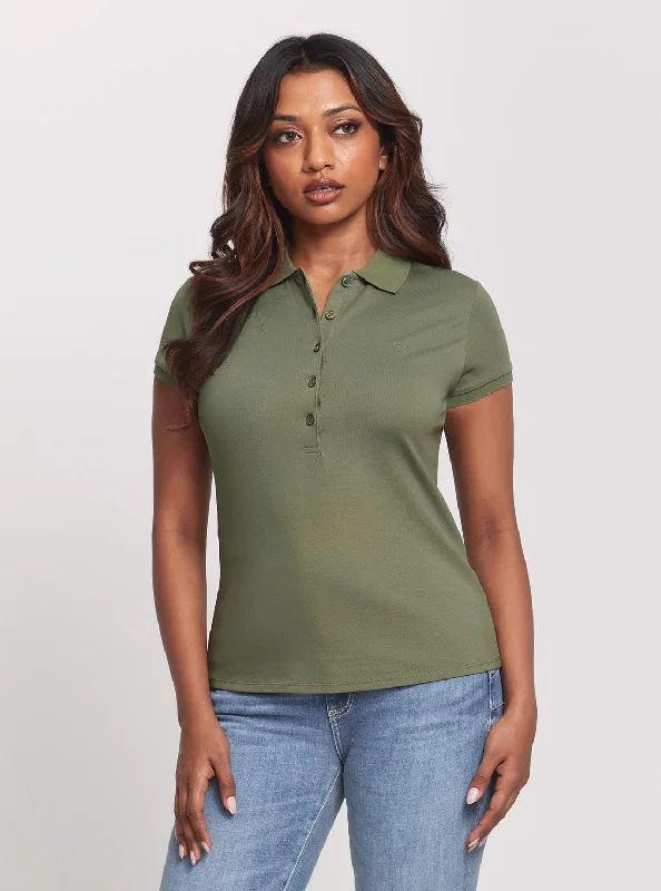 Green Khaki Liza Pique Polo T-Shirt