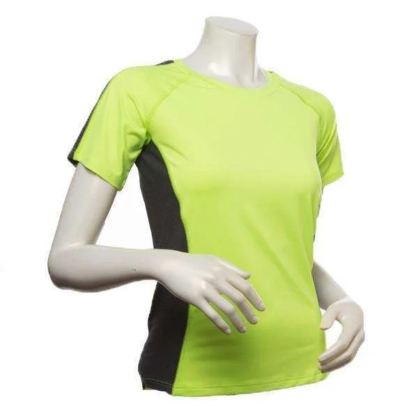 Short Sleeve Reflective Women's Piper Tee in Flo Lime/ Graphite