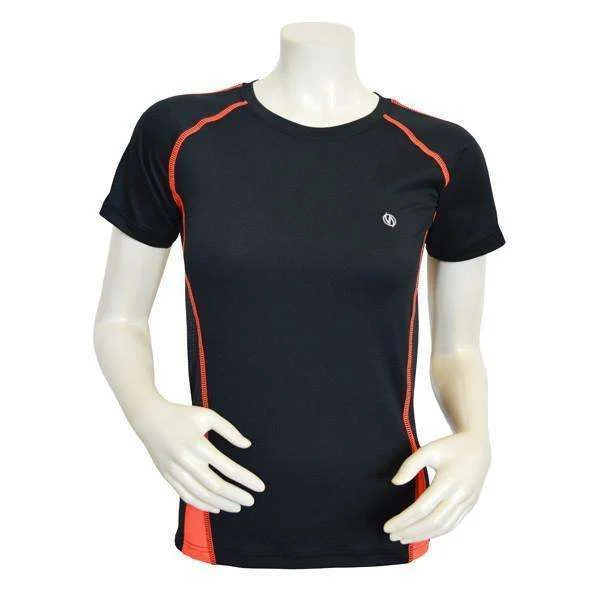 FINAL SALE: Dovetail Short Sleeve Women's Reflective Tee in Black/Coral Glo