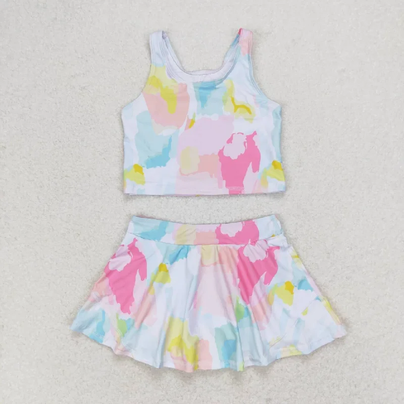 GSD0991 Girls summer Colorful sleeveless pantsuit swimsuit