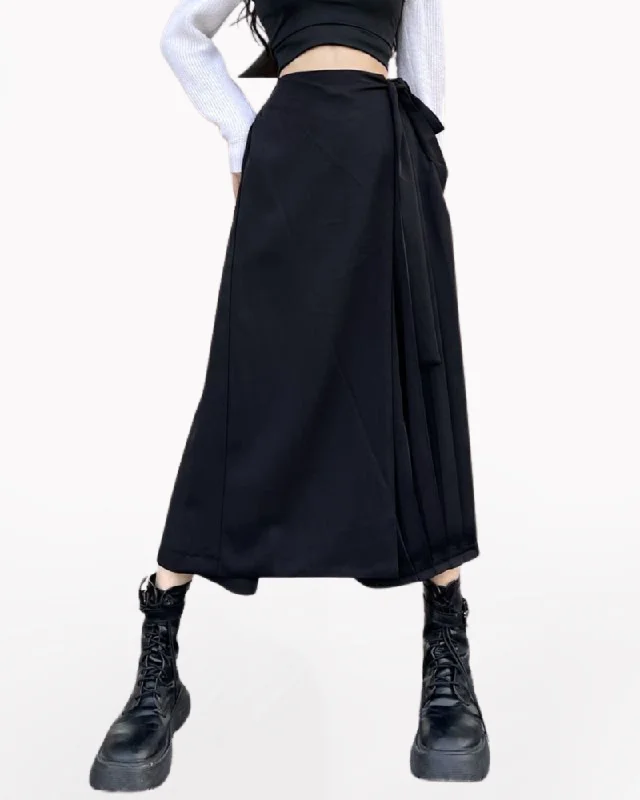 Irregular Wide-Leg Cargo Skirt Pants