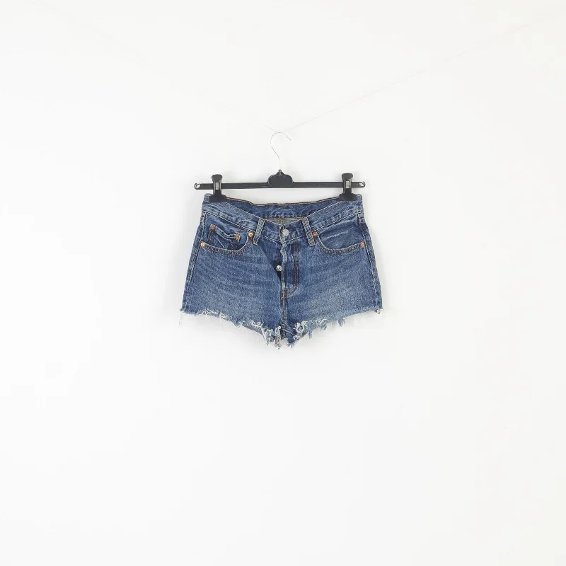 Levi's 501 Women 27 Shorts Blue Jeans Denim Frayed Cuffs Vintage Hot Pant