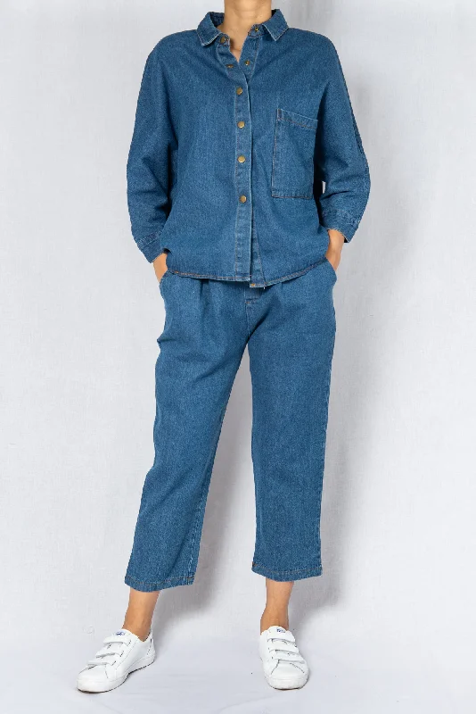 Denim Co-ord Long Sleeve Top and Pants Set