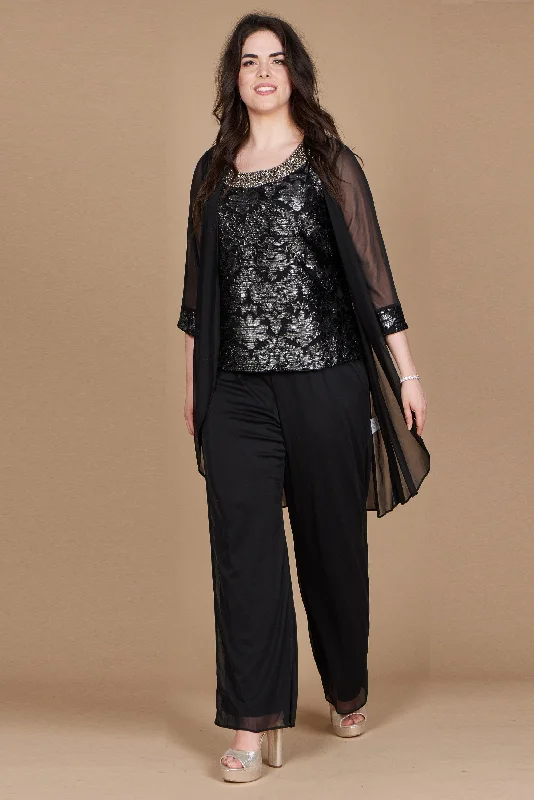 R&M Richards 7676W Plus Size Formal Duster Pant Set