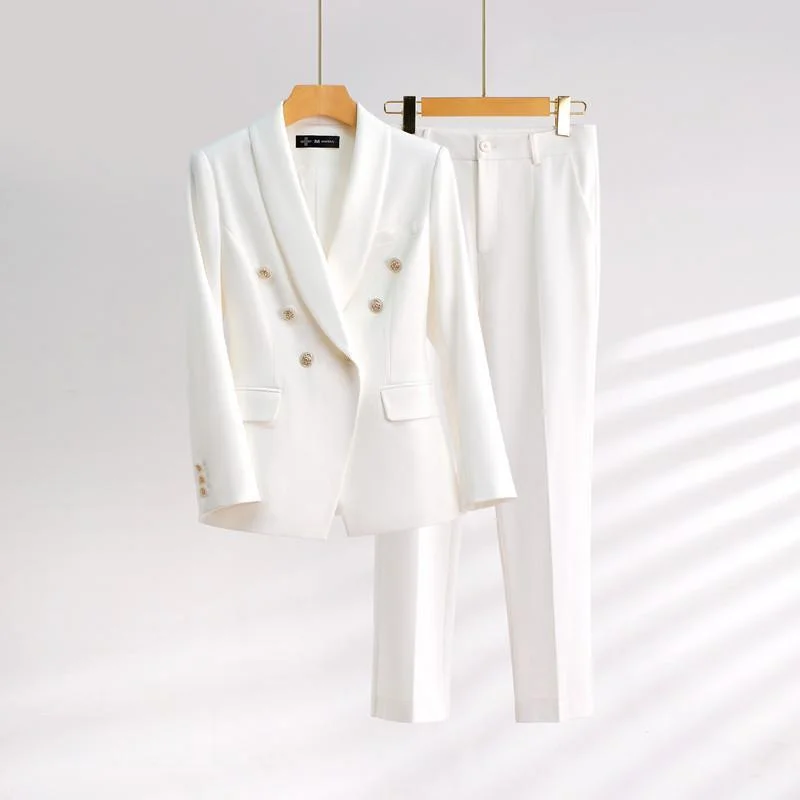 Ivory White Blazer & Pants Suit Set