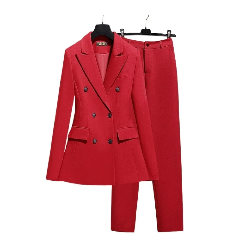 Red Blazer & Pants Suit Set