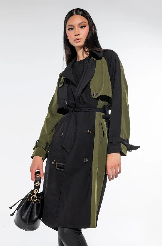 BLEEKER STREET TWO TONE TRENCH COAT