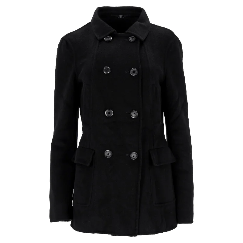 Boss Double-Breasted Coat in Black Wool