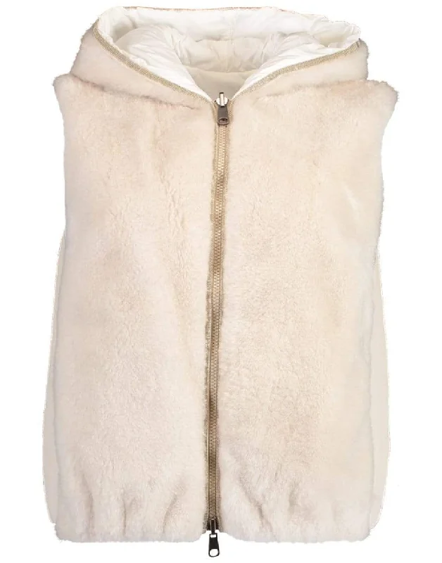 Cashmere and Fur Nylon Hooded Vest