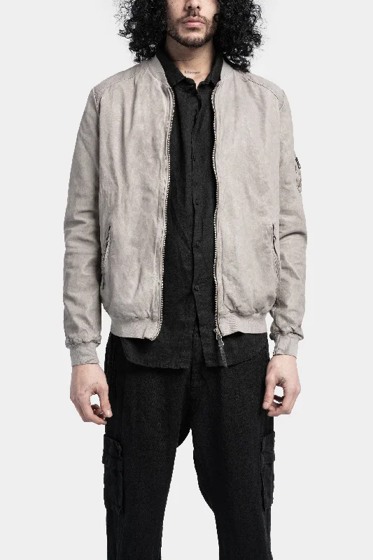 Leather bomber jacket, Light grey