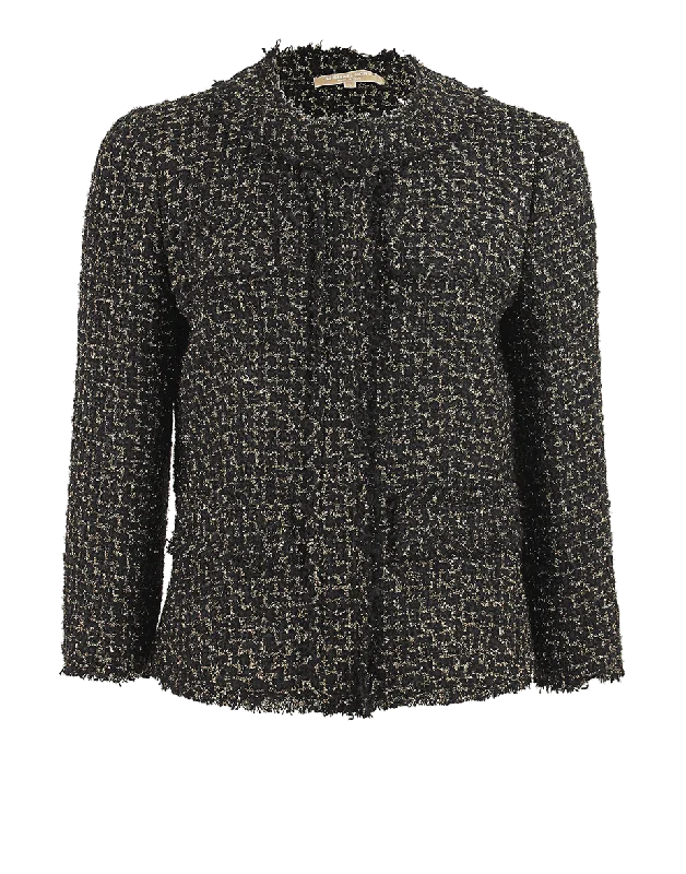 Metallic Tweed Frayed Jacket