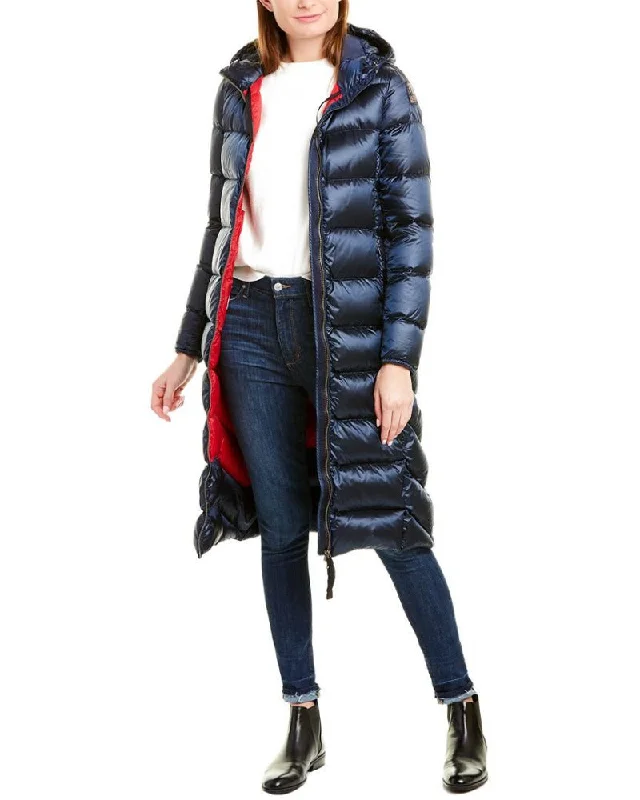 Parajumpers Leah Womens Long Winter Jacket in Cadet Blue ON SALE