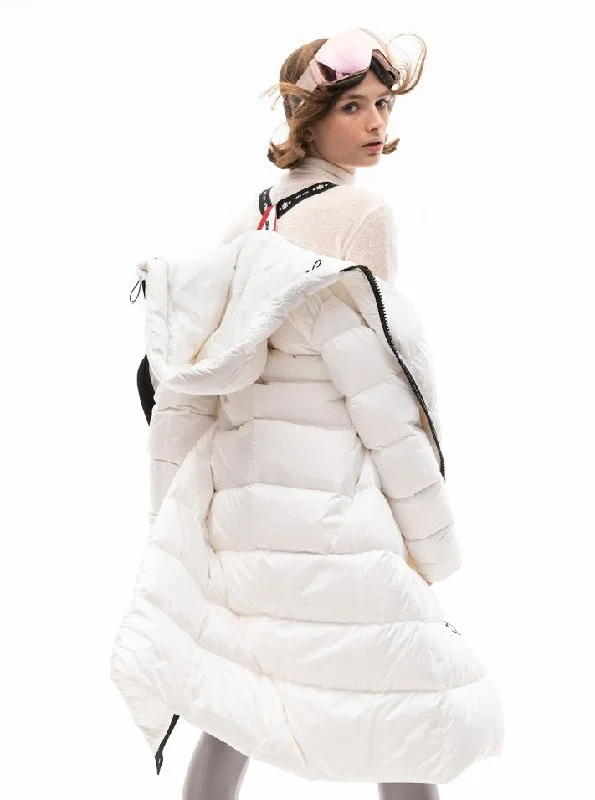 Post Card Avoriaz White Womens Long Down Coat