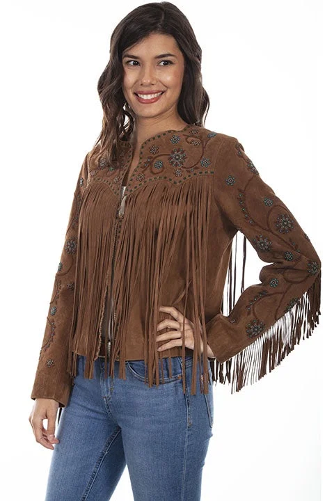 Scully Lamb Suede Fringe and Beaded Jacket L1035