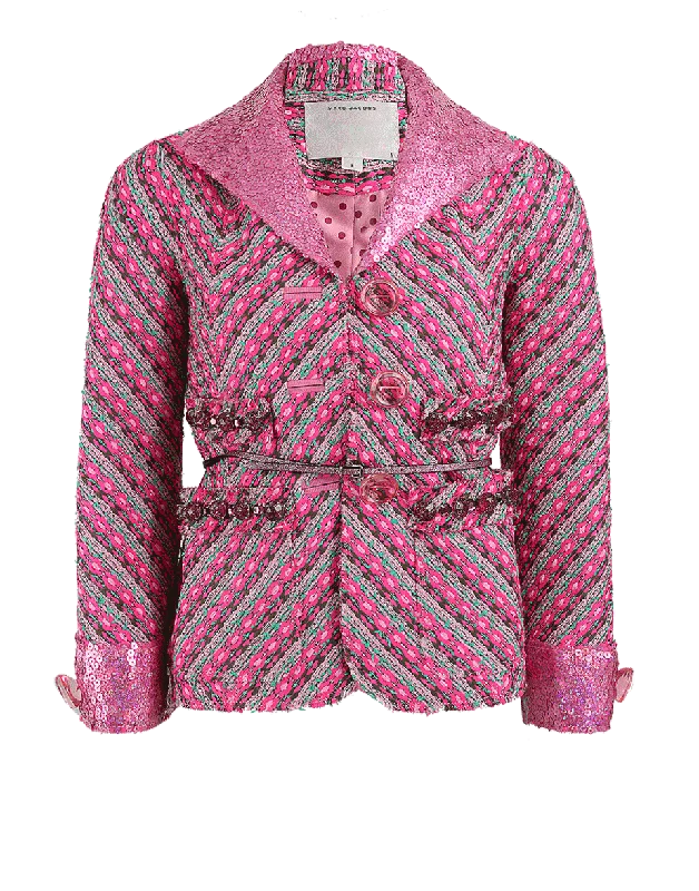 Sequin Collar Tweed Jacket