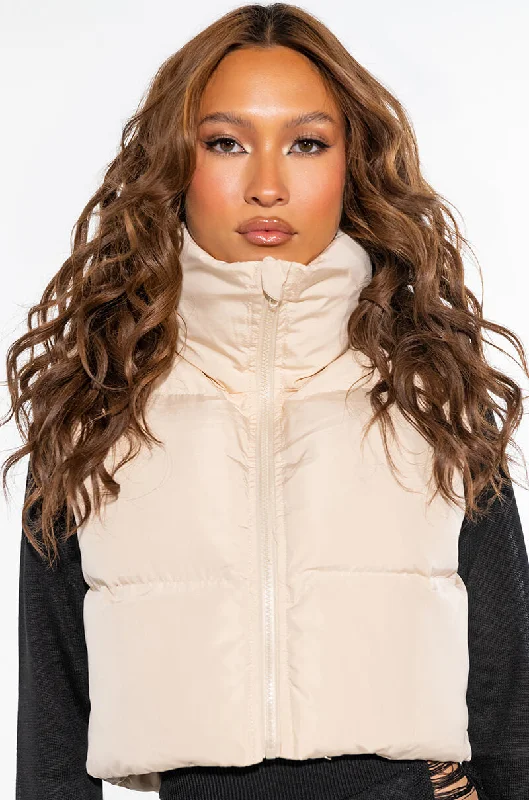 SPACY KACY CROPPED PUFFER VEST IVORY