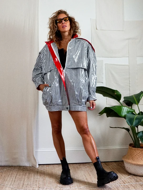 Vintage 80's Houndstooth Rain Jacket