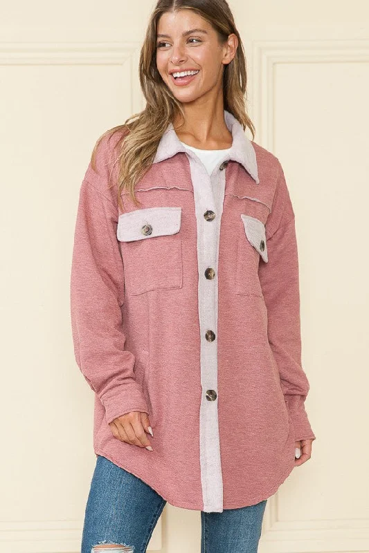 VINTAGE BLUSH BUTTON-UP FRONT FLAP POCKET JACKET RJT5875-FB3