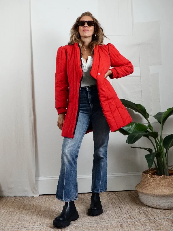 Vintage Red Quilted Puff Coat