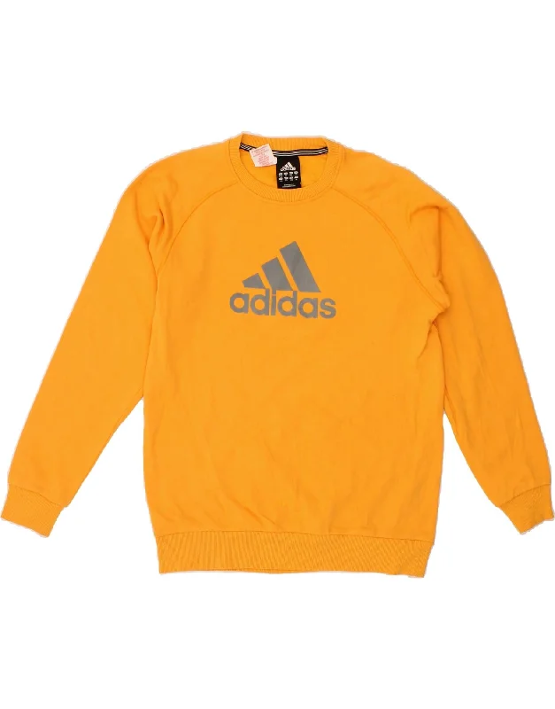 ADIDAS Boys Graphic Sweatshirt Jumper 15-16 Years Yellow Cotton