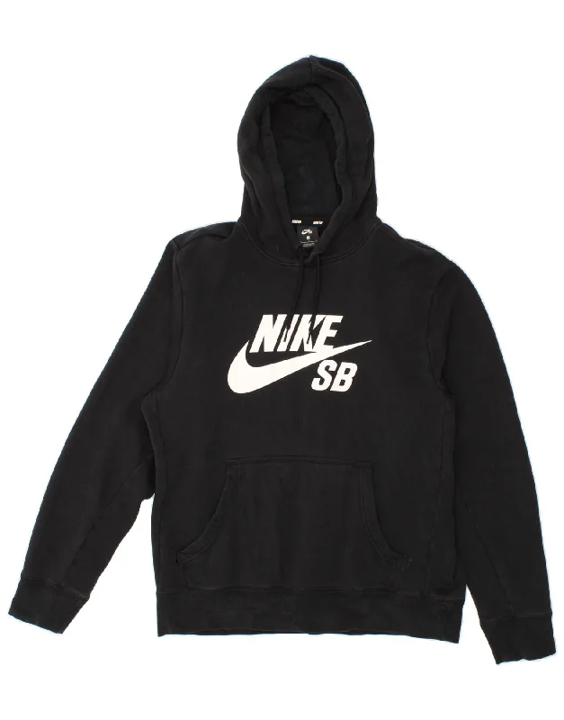 NIKE Mens Graphic Hoodie Jumper Medium Black Cotton