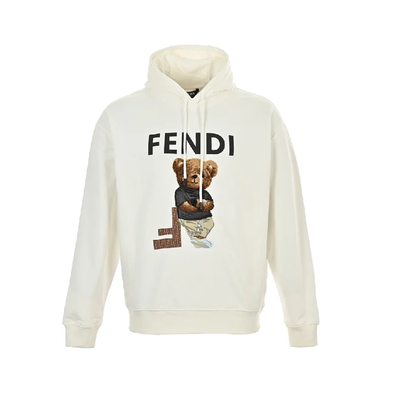 Flocking teddy bear letter printed hoodie