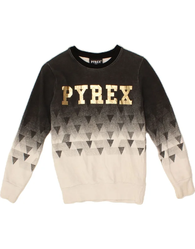 PYREX Boys Graphic Sweatshirt Jumper 7-8 Years Small Grey Colourblock