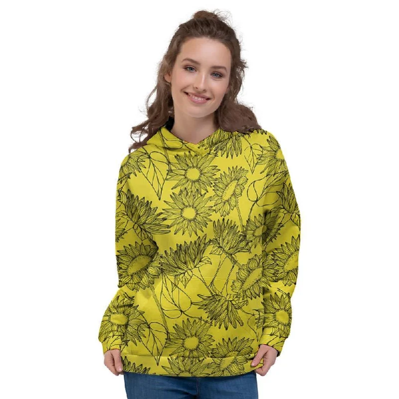 Sunflower Yellow Print Women's Hoodie