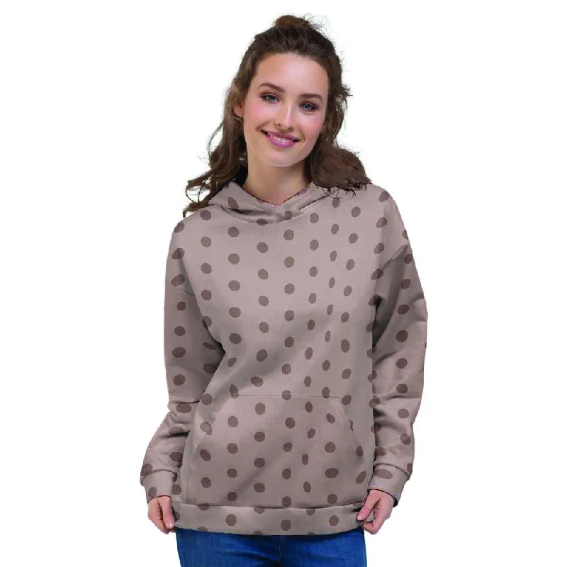 Tan Brown Polka Dot Women's Hoodie