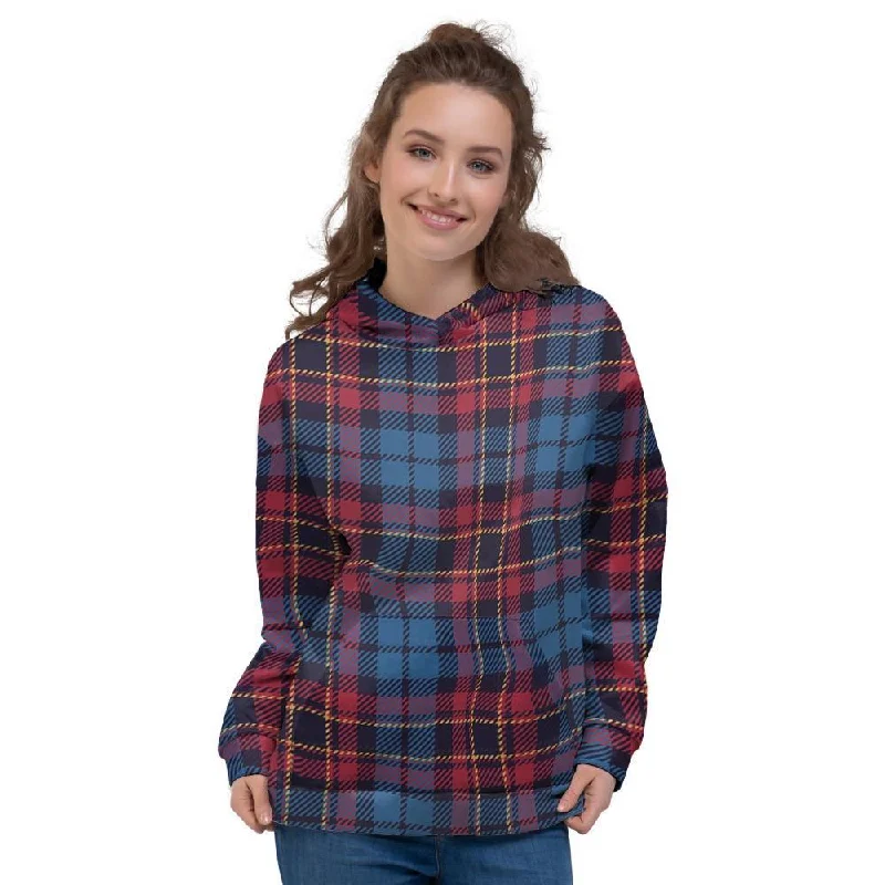 Tartan Red And Blue Plaid Women's Hoodie