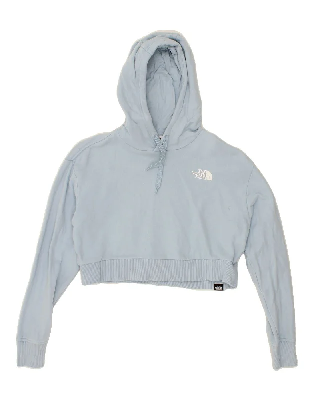 THE NORTH FACE Womens Oversized Crop Hoodie Jumper UK 10 Small Blue Cotton