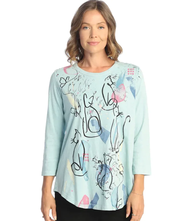 Jess & Jane M106-1778 Tiffany Cats Top