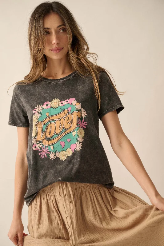 Lover Vintage-Wash Floral Graphic Tee