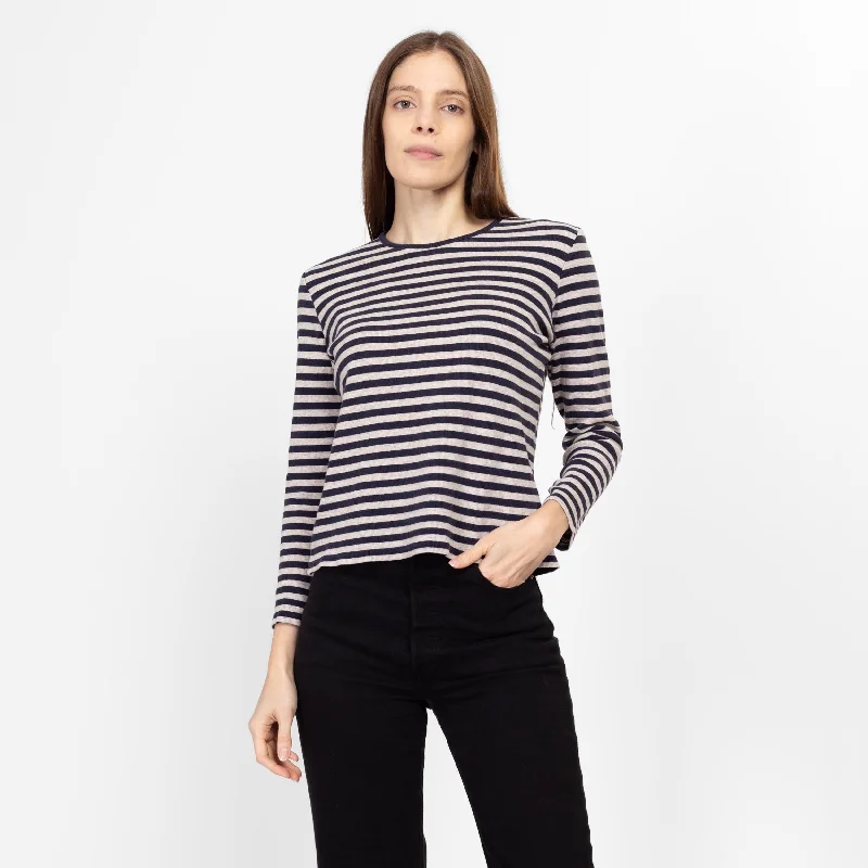 Sm-Med 90s Navy Blue Breton Striped Shirt