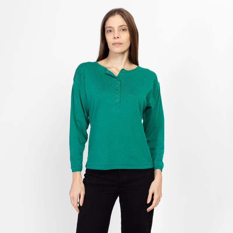 Small 80s Jade Green Henley Shirt