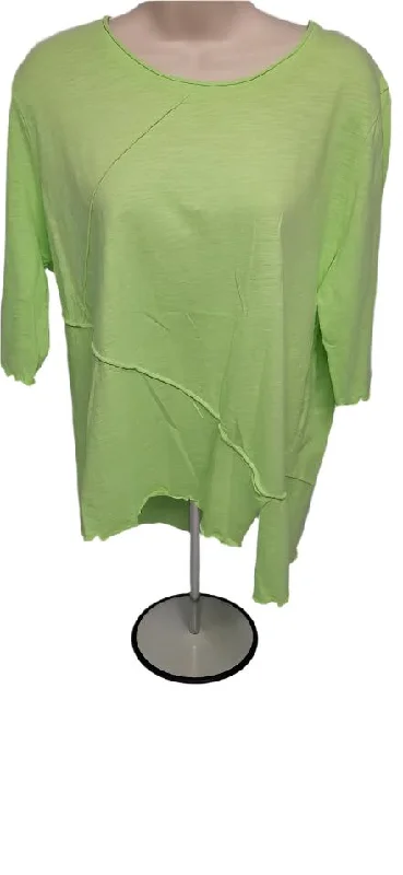 Top-3/4 Sleeve-Scoop Neck-Lime-Womens-1125