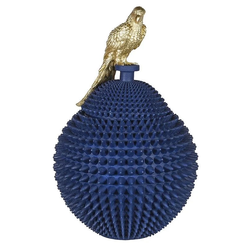 Blue Jackfruit Jar With Small Parrot