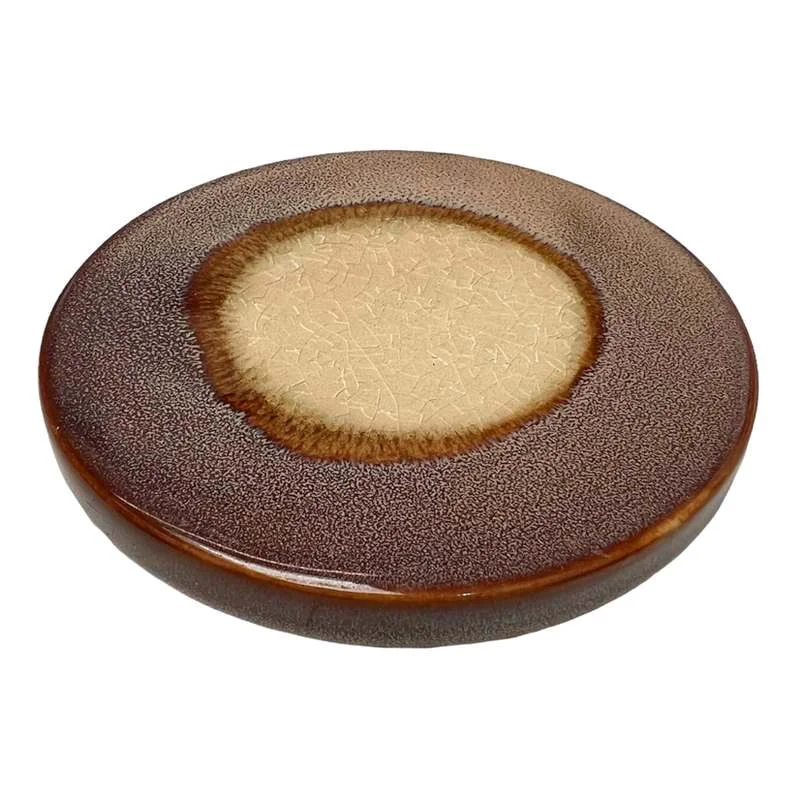 Crazed Brown & Blue Ceramic Coaster