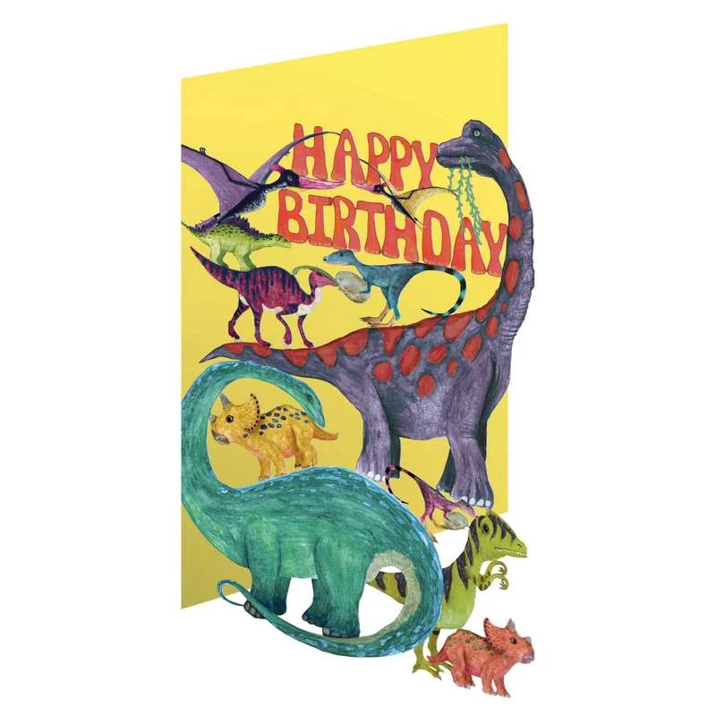 Dino Yellow Happy Birthday Lasercut Card