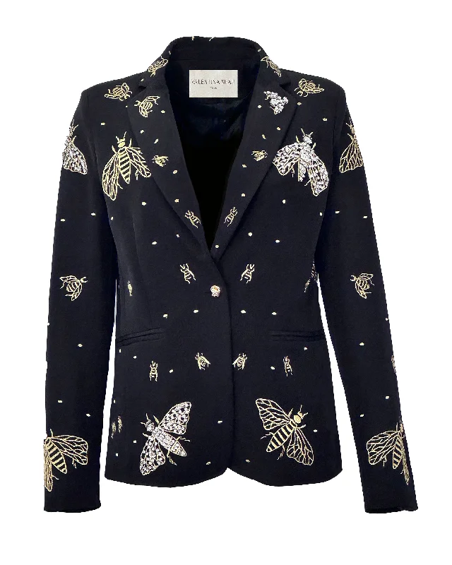 GAIA BLAZER- Embroidered Black/ Gold