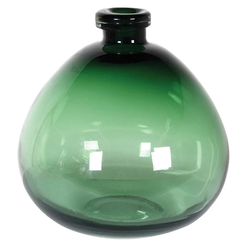 Hand Blown Moss Green Bottle Vase