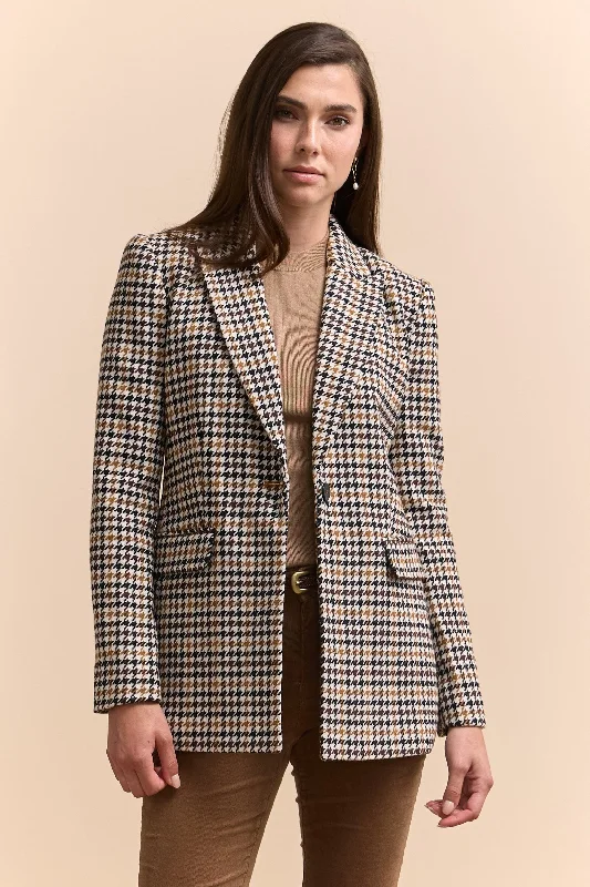 Houndstooth fitted blazer