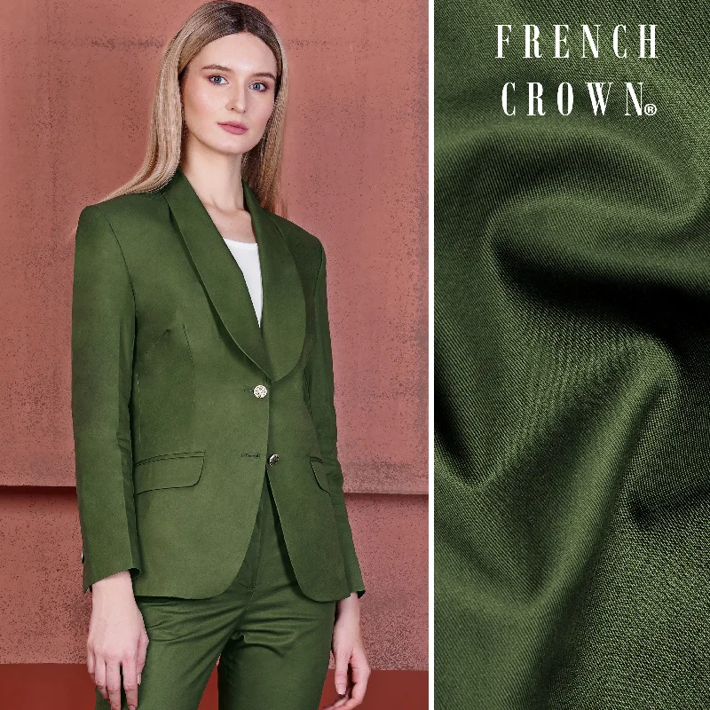 Forest Green Wool Rich Women’s Designer Tuxedo Blazer